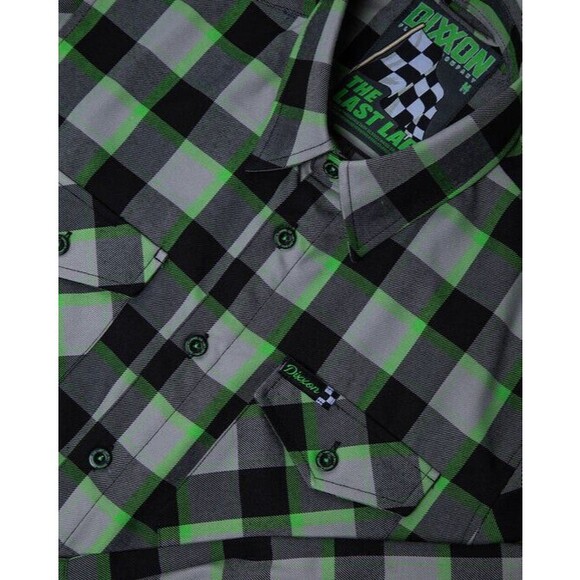 DIXXON Flannel Sz L The Last Lap Green Black & Gray Brand New Sealed! - Picture 2 of 3